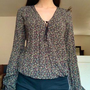 Flower Open-front Blouse